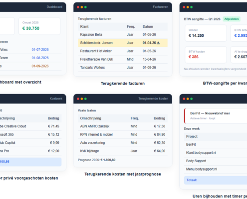 Schermen van iTREND Facturatie